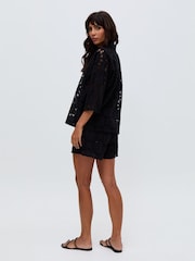 Raffya Black Shelli All Over Broderie Anglaise Shorts In - Image 4 of 5
