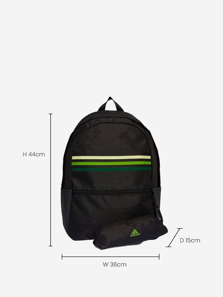 Negru/verde - adidas Classic Orizontal 3 Dungă Rucsac - Image 3 of 5