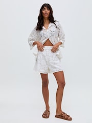 Raffya White Shelli All Over Broderie Anglaise Shorts In - Image 1 of 5