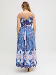 Raffya Blue Mia Wrap Floral Printed Maxi Dress In - Image 2 of 5