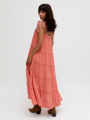 Raffya Orange Isla Tiered Embroidered Maxi Dress In Orange - Image 2 of 4