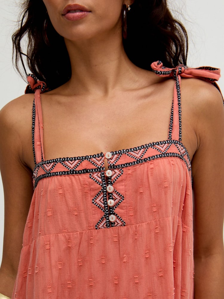 Raffya Orange Isla Tiered Embroidered Maxi Dress In Orange - Image 4 of 4