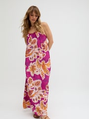 Raffya Pink Ida Spaghetti Strap Botanical Print Maxi Dress In - Image 1 of 5