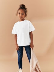 White 100% Cotton Crochet Butterfly T-Shirt (3-16yrs) - Image 1 of 7