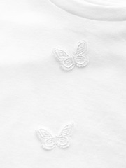 White 100% Cotton Crochet Butterfly T-Shirt (3-16yrs) - Image 7 of 7