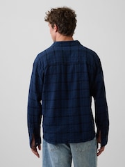 Gap Navy Blue Relaxed Straight-Hem Seersucker Shirt - Image 2 of 4