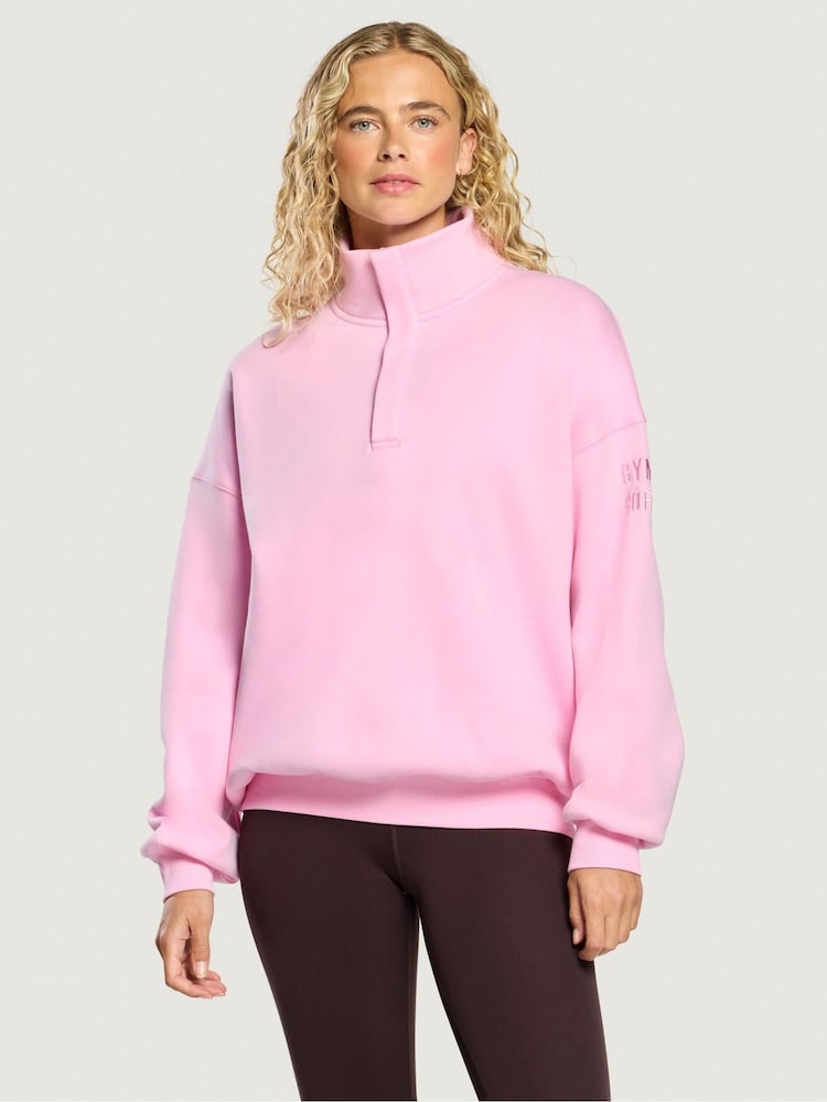 Gym + Coffee Pink Sierra Snap Collar Sweatshirt - Image 1 of 6