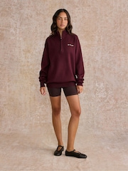 Gym + Coffee Purple Knit Half Zip Sweat Top - Image 3 of 7