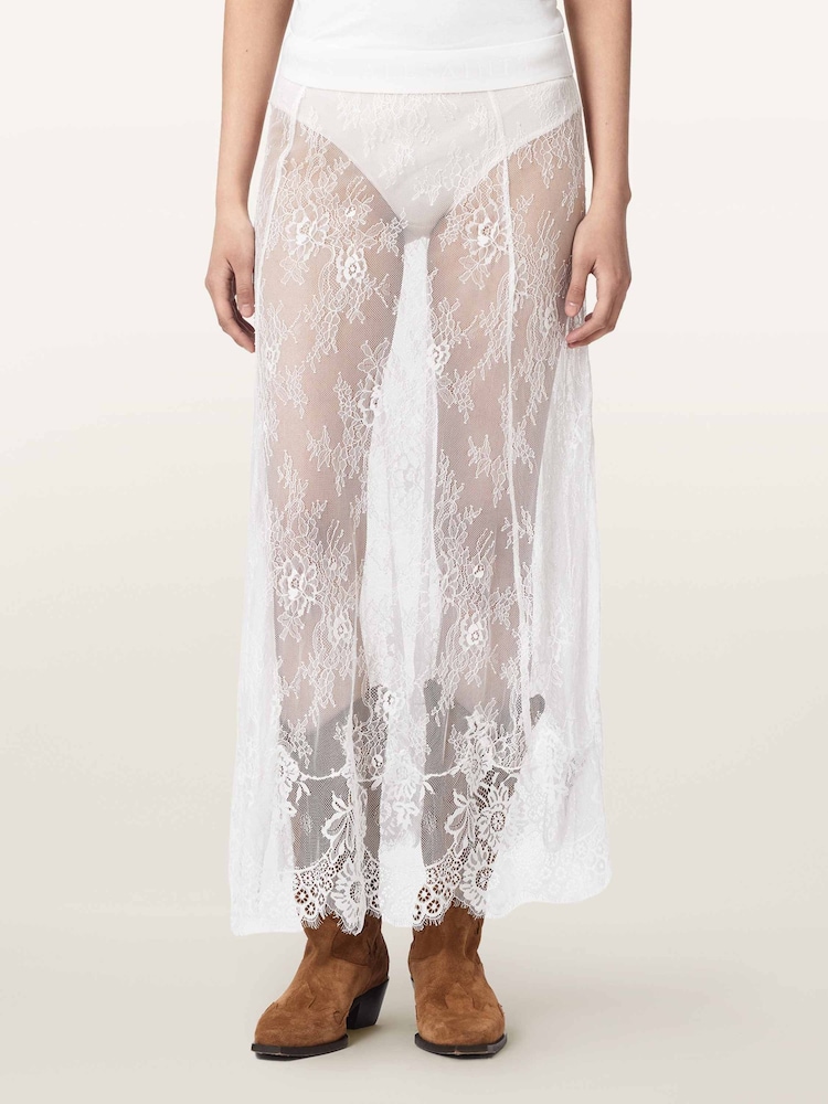 AllSaints White Arran Lace Skirt - Image 1 of 8