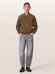 AllSaints Brown Morten Suede Bomber Jacket - Image 3 of 8