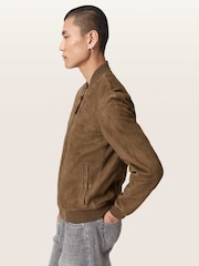 AllSaints Brown Morten Suede Bomber Jacket - Image 5 of 8