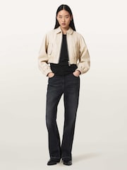 AllSaints White Anouk Bomber Jacket - Image 2 of 7