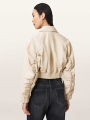 AllSaints White Anouk Bomber Jacket - Image 5 of 7