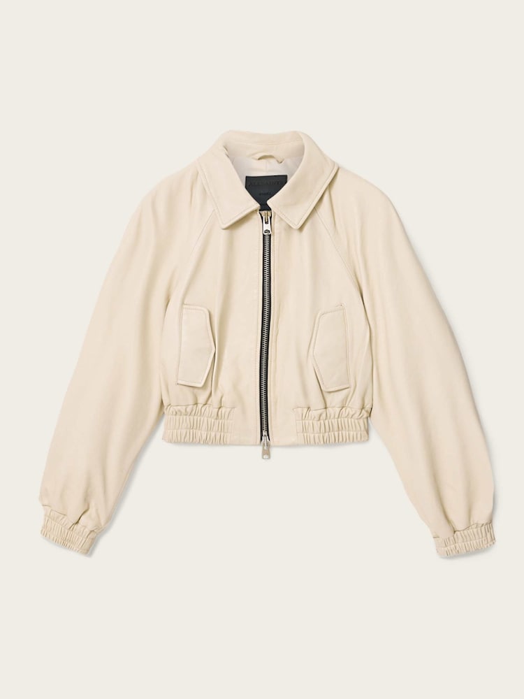 AllSaints White Anouk Bomber Jacket - Image 7 of 7