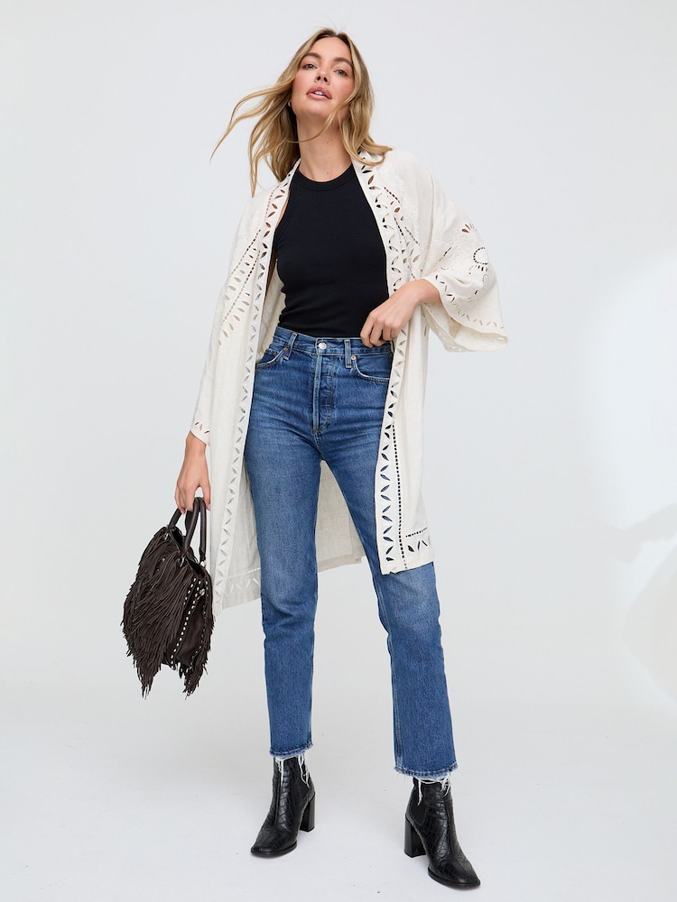 Raffya Lupe Edge To Edge Embroidered Kimono In - صورة 2 من 4 Raffya Lupe Edge To Edge Embroidered Kimono In - صورة 2 من 4