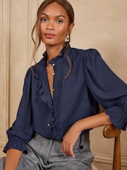 Love & Roses Ruffle 3/4 Sleeve Blouse - Attēls 4 no 4