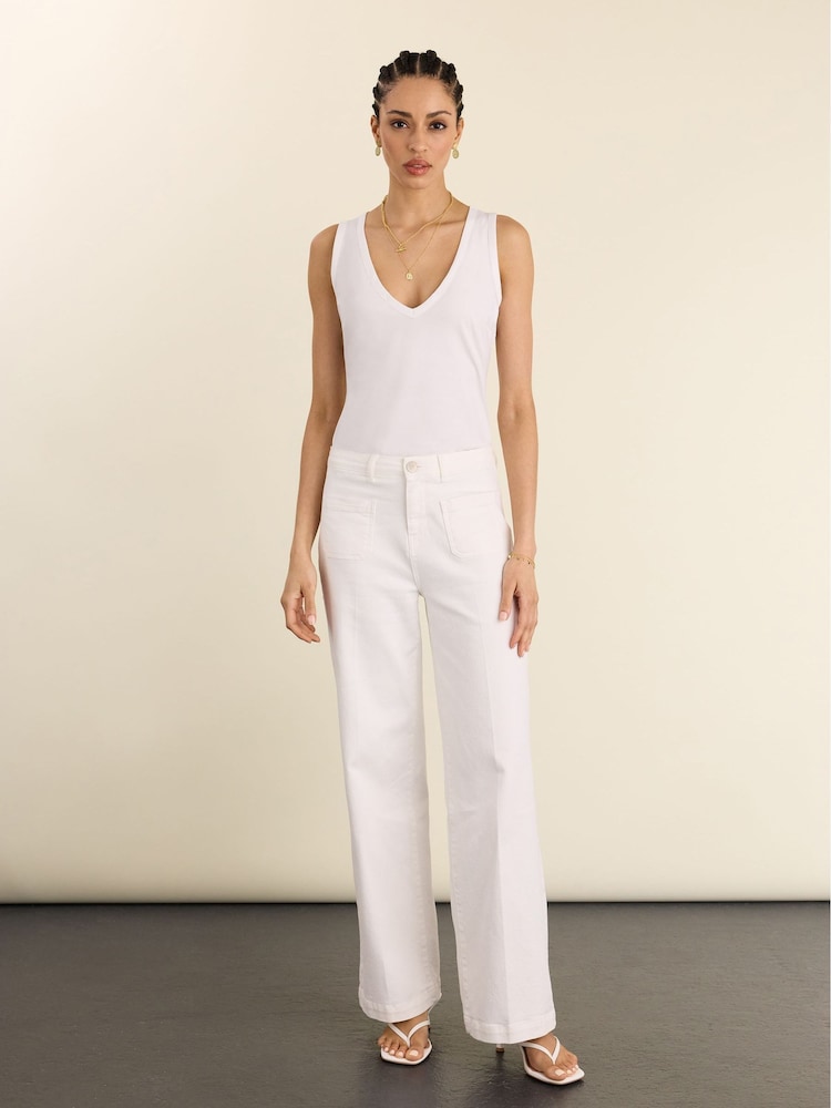 Baukjen White Jada Cotton V-Neck Tank - Image 2 of 4 Baukjen White Jada Cotton V-Neck Tank - Image 2 of 4
