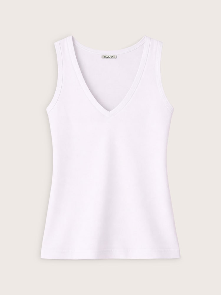 Baukjen White Jada Cotton V-Neck Tank - Image 4 of 4 Baukjen White Jada Cotton V-Neck Tank - Image 4 of 4