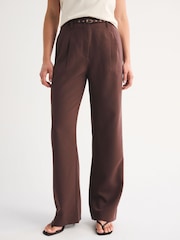 Abercrombie & Fitch Brown Sloan Mahogany Wide Leg Trousers - Image 1 of 6