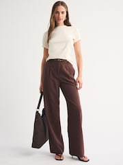 Abercrombie & Fitch Brown Sloan Mahogany Wide Leg Trousers - Image 3 of 6