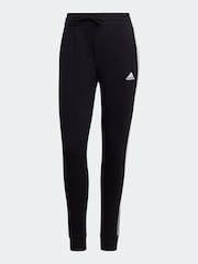 adidas Black Essentials 3 Stripe Fleece Joggers - Image 6 of 6
