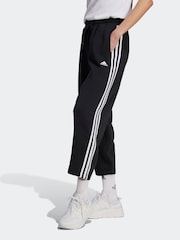 adidas Black Sportswear Essentials 3-Stripes Open Hem Fleece Joggers - Image 1 of 6