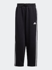 adidas Black Sportswear Essentials 3-Stripes Open Hem Fleece Joggers - Image 6 of 6