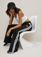 adidas Black Essentials 3 Stripe Wide Leg Joggers - Image 1 of 9