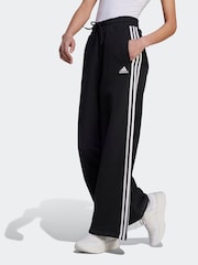 adidas Black Essentials 3 Stripe Wide Leg Joggers - Image 2 of 9