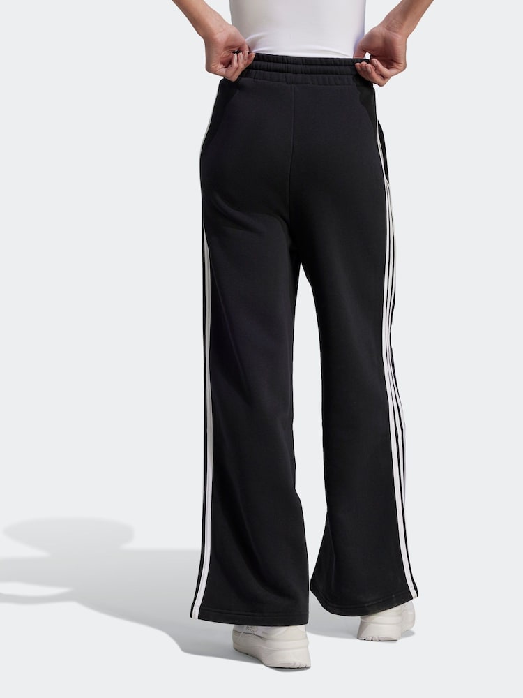 adidas Black Essentials 3 Stripe Wide Leg Joggers - Image 3 of 9