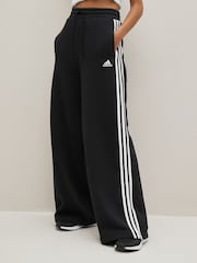 adidas Black Essentials 3 Stripe Wide Leg Joggers - Image 4 of 9