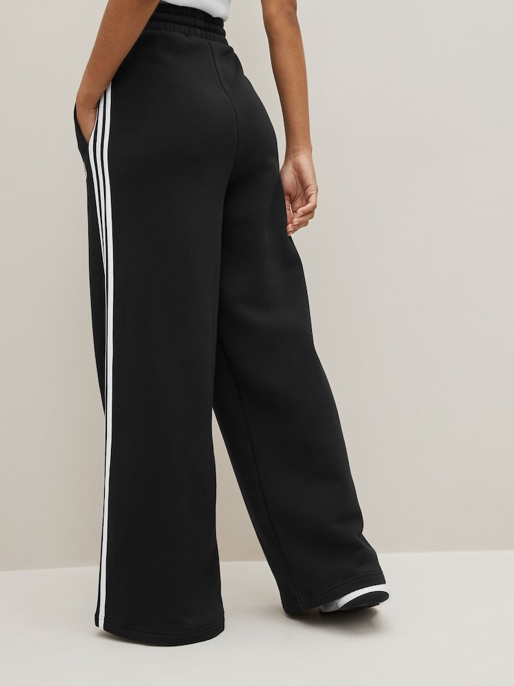 adidas Black Essentials 3 Stripe Wide Leg Joggers - Image 5 of 9