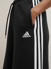 adidas Black Essentials 3 Stripe Wide Leg Joggers - Image 7 of 9