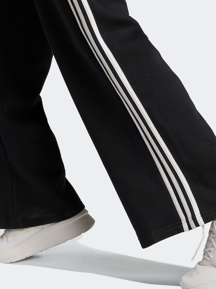 adidas Black Essentials 3 Stripe Wide Leg Joggers - Image 8 of 9