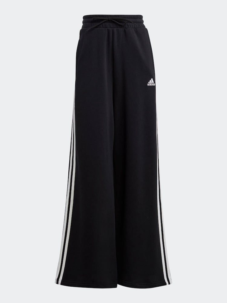 adidas Black Essentials 3 Stripe Wide Leg Joggers - Image 9 of 9