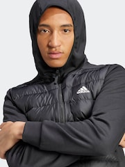 adidas Black Essentials Hybrid Down Hooded Jacket - Image 5 of 7