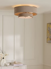 Lipsy Taupe Wrapped 2 Tier Flush Ceiling Light - Image 1 of 6