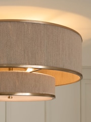 Lipsy Taupe Wrapped 2 Tier Flush Ceiling Light - Image 4 of 6