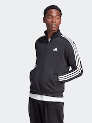 adidas Black Essentials Fleece 3-Stripes 1/4-Zip Sweatshirt - Image 1 of 7