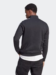adidas Black Essentials Fleece 3-Stripes 1/4-Zip Sweatshirt - Image 2 of 7