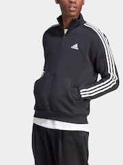 adidas Black Essentials Fleece 3-Stripes 1/4-Zip Sweatshirt - Image 4 of 7