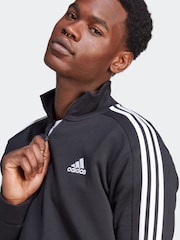adidas Black Essentials Fleece 3-Stripes 1/4-Zip Sweatshirt - Image 5 of 7