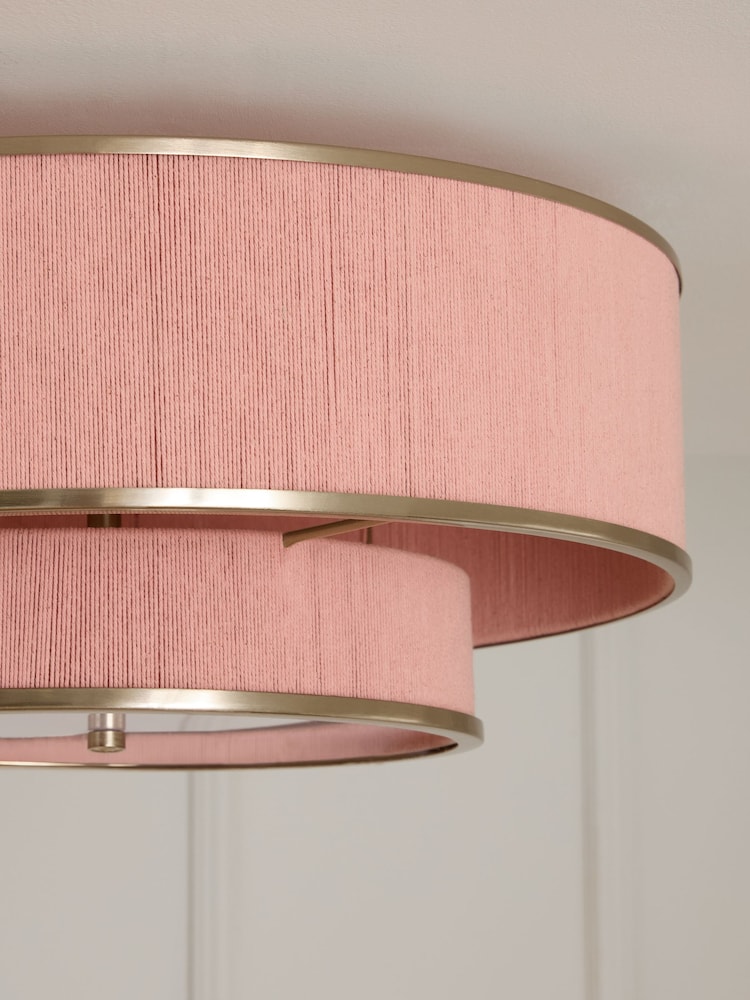 Lipsy Pink Wrapped 2 Tier Flush Ceiling Light - Image 2 of 5 Lipsy Pink Wrapped 2 Tier Flush Ceiling Light - Image 2 of 5