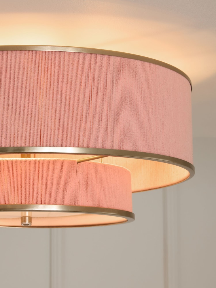 Lipsy Pink Wrapped 2 Tier Flush Ceiling Light - Image 5 of 5 Lipsy Pink Wrapped 2 Tier Flush Ceiling Light - Image 5 of 5