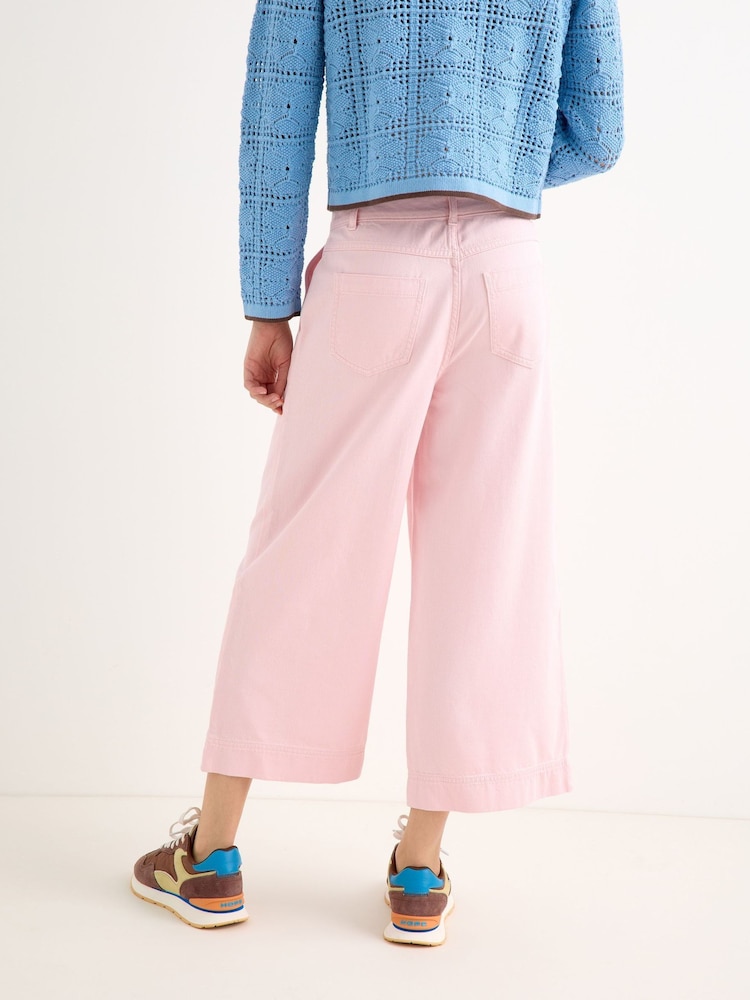 Oliver Bonas Pink Light Pink Cropped Ultra Wide Leg Jeans - Image 2 of 7 Oliver Bonas Pink Light Pink Cropped Ultra Wide Leg Jeans - Image 2 of 7