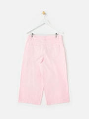 Oliver Bonas Pink Light Pink Cropped Ultra Wide Leg Jeans - Image 4 of 7