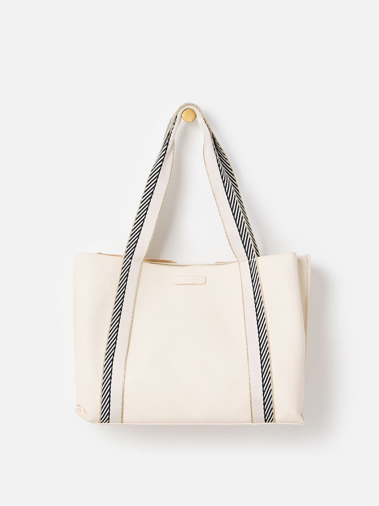 Oliver Bonas Cream Emma Cream Stripe Tote Bag - Image 6 of 6 Oliver Bonas Cream Emma Cream Stripe Tote Bag - Image 6 of 6