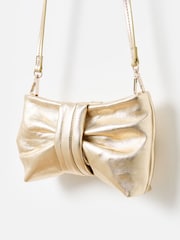 Oliver Bonas Gold Gold Metallic Bow Clutch Bag - Image 1 of 8