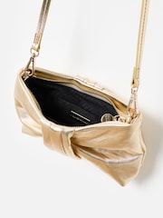 Oliver Bonas Gold Gold Metallic Bow Clutch Bag - Image 4 of 8