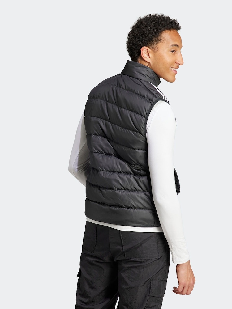 adidas Black Essentials 3-Stripes Light Down Gilet - Image 2 of 7